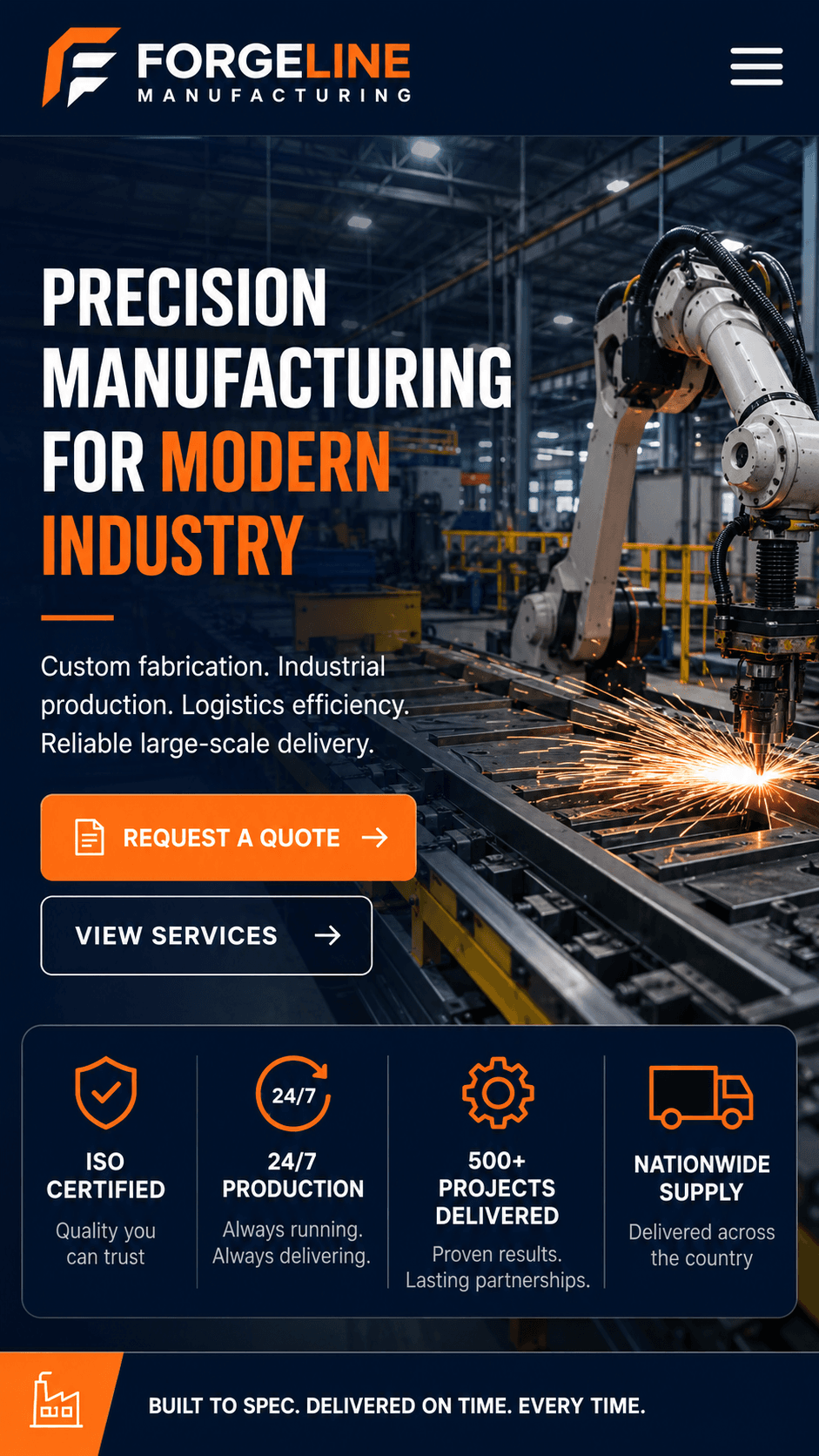 Modern factory and manufacturing website design