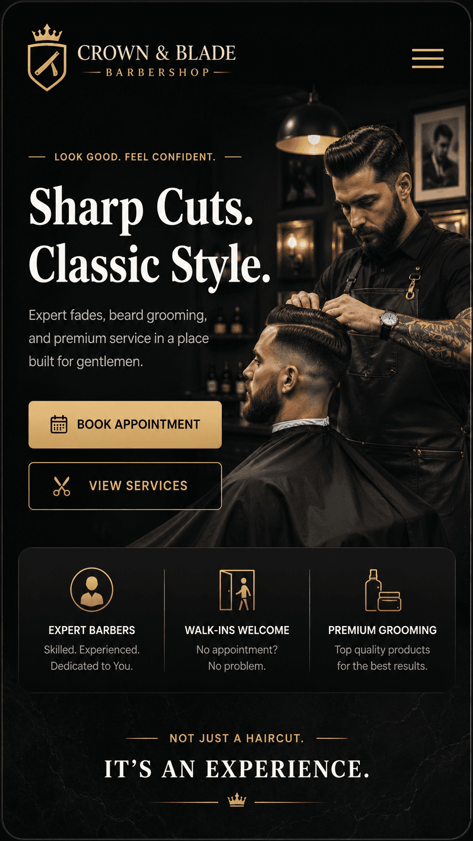 Premium barbershop website design