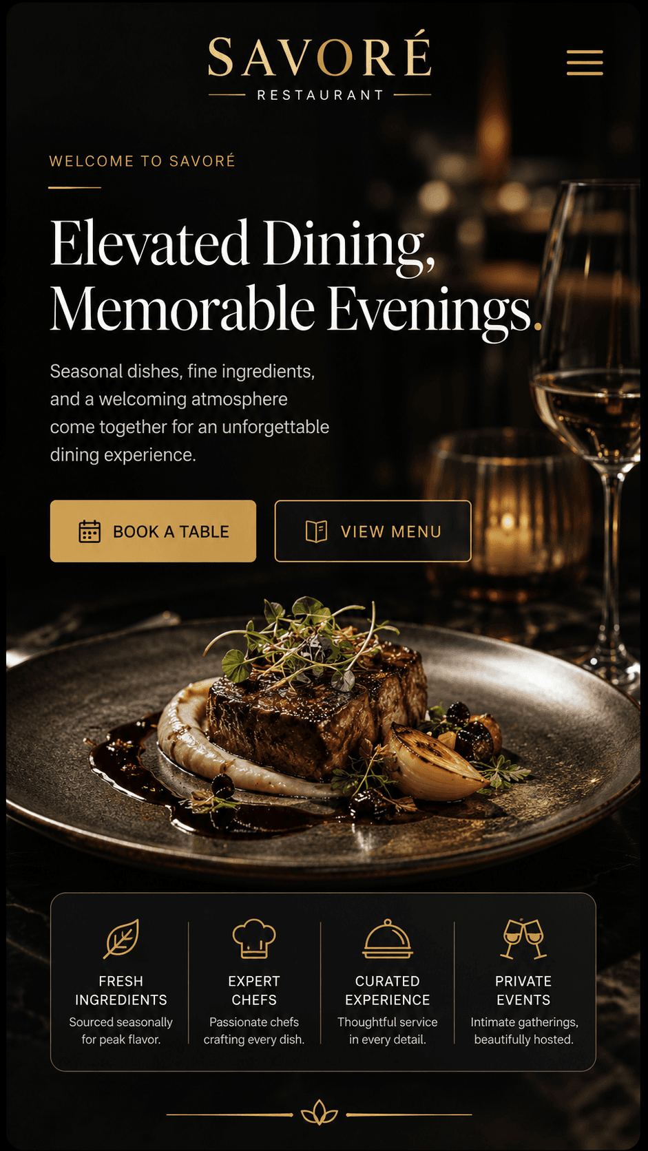 Elegant restaurant website design